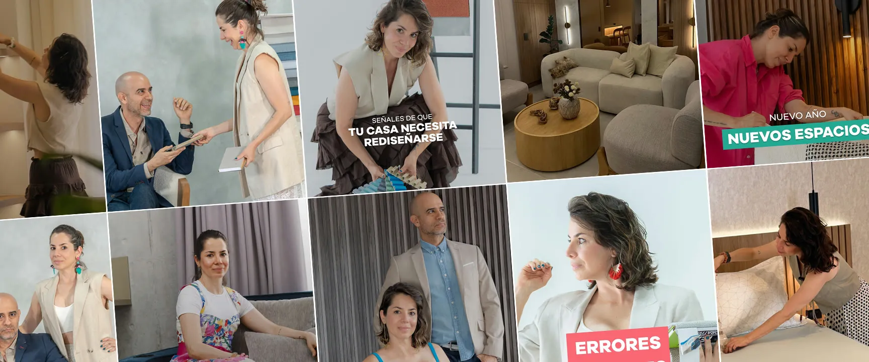 Collage del contenido de VIVANT: su equipo, clientes y espacios remodelados